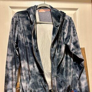 Black and White Tie Dye Aviator Nation Full Zip Hoodie L